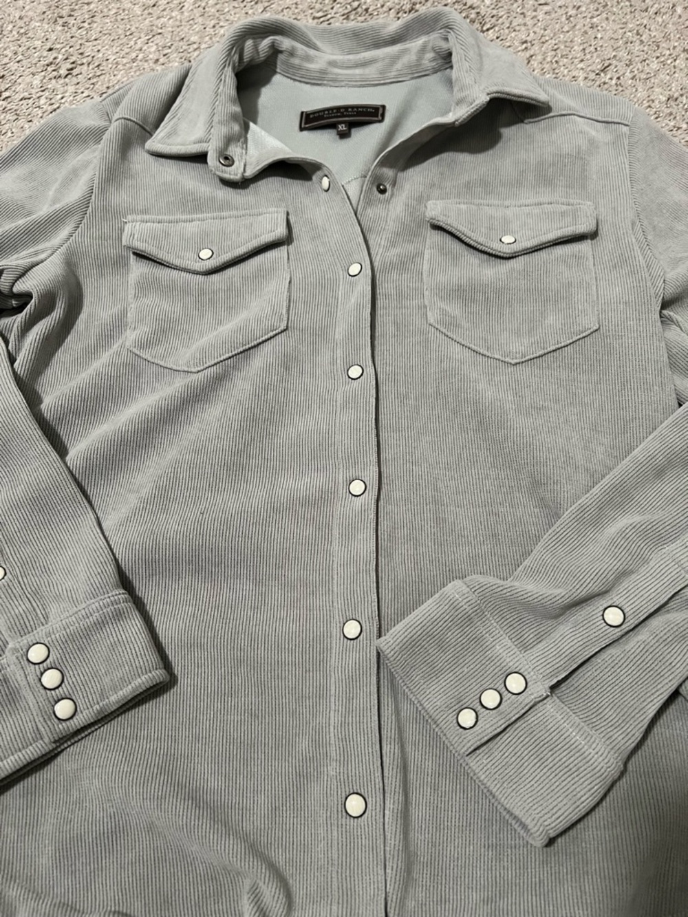 Double D Ranch Women's Light Grey Shacket Pearl Snap-Front Shirt Size XL